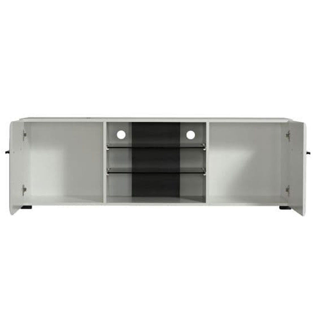 High Gloss TV Stand With 2 Doors And 2 Glass Shelves - Truro