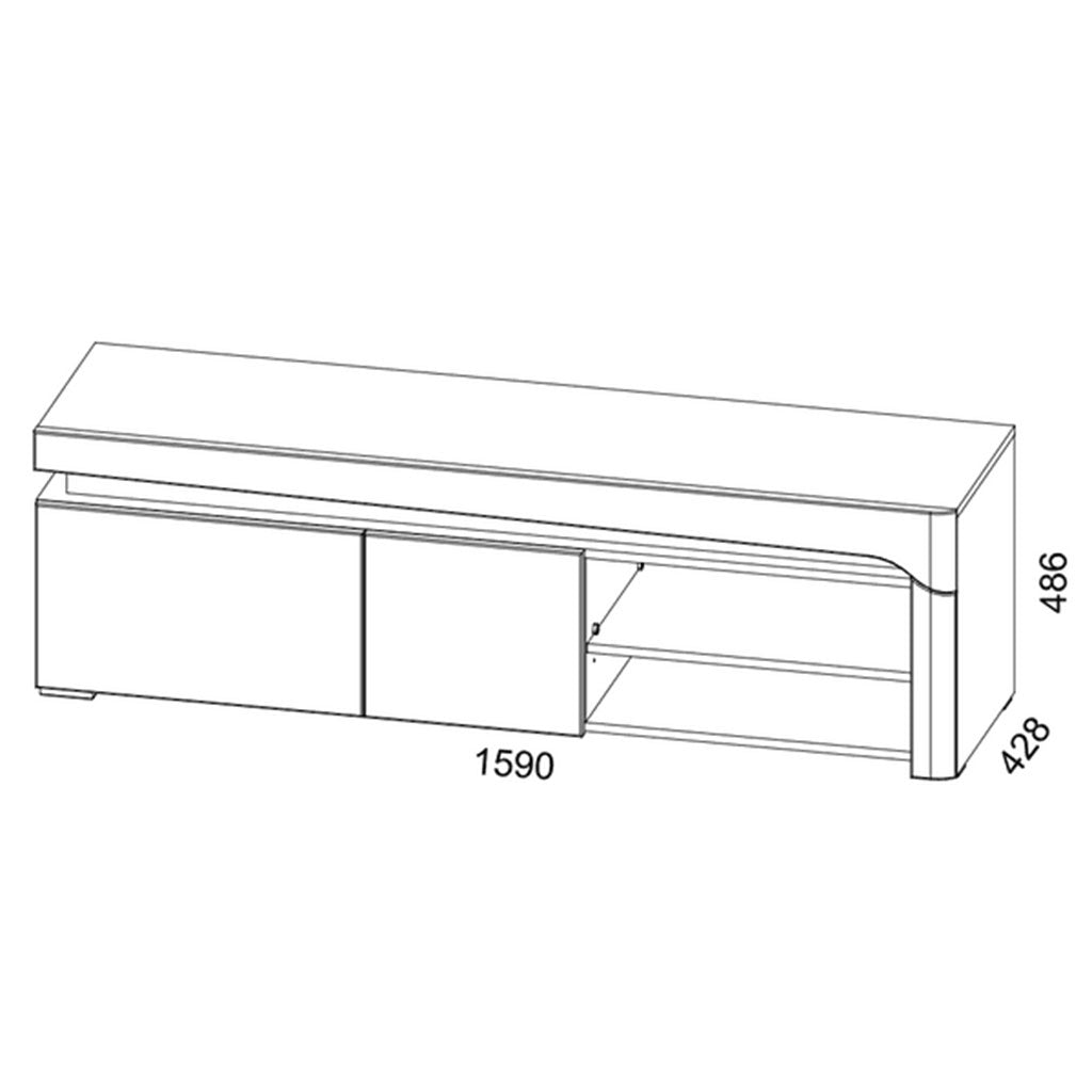 High Gloss TV Stand With 2 Doors And LED Lights - Ashburn