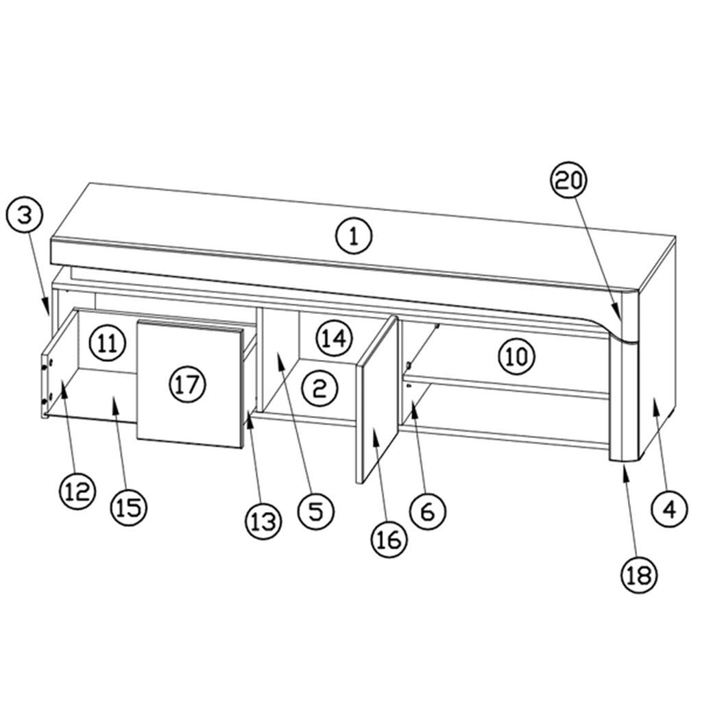 High Gloss TV Stand With 2 Doors And LED Lights - Ashburn