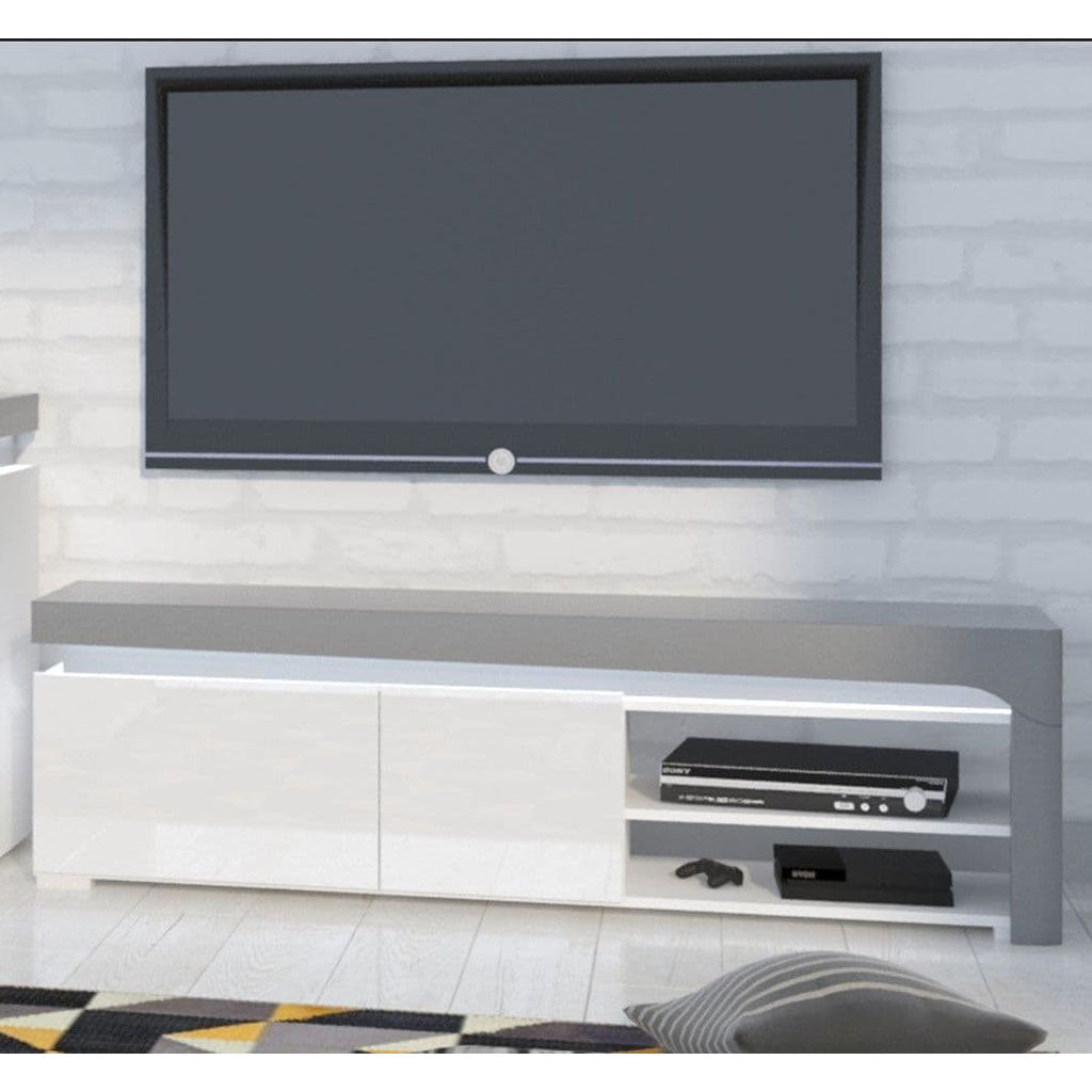 High Gloss TV Stand With 2 Doors And LED Lights - Ashburn
