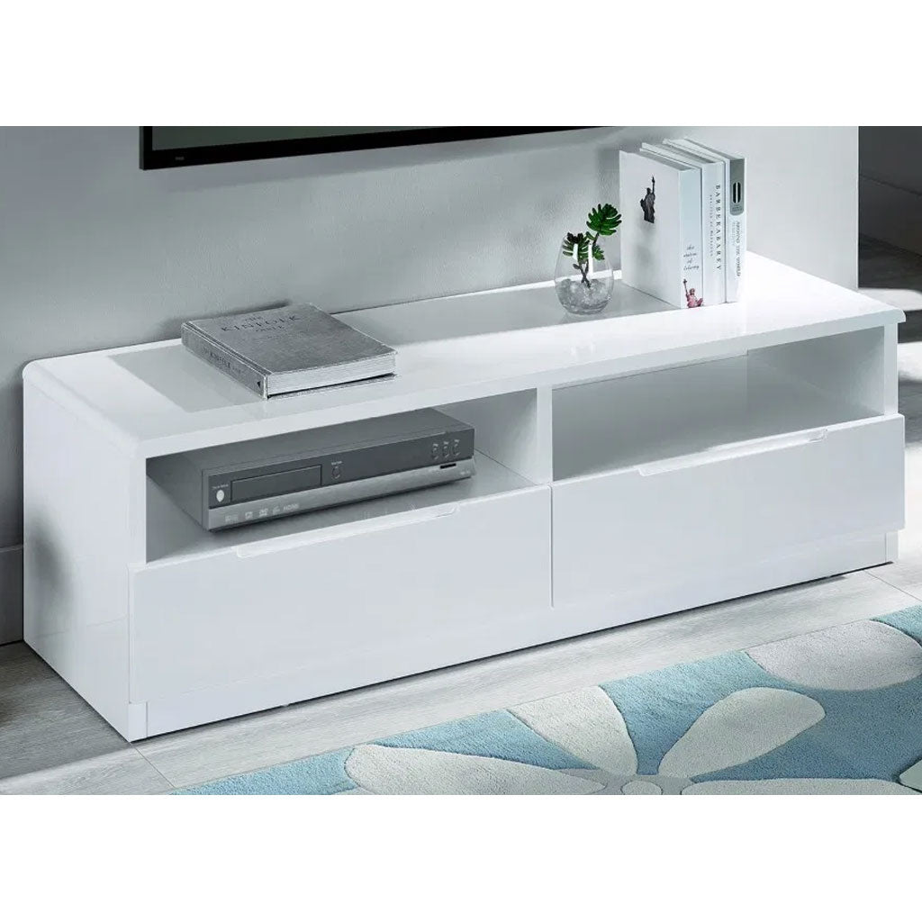 High Gloss TV Stand With 2 Drawers - Manhattan