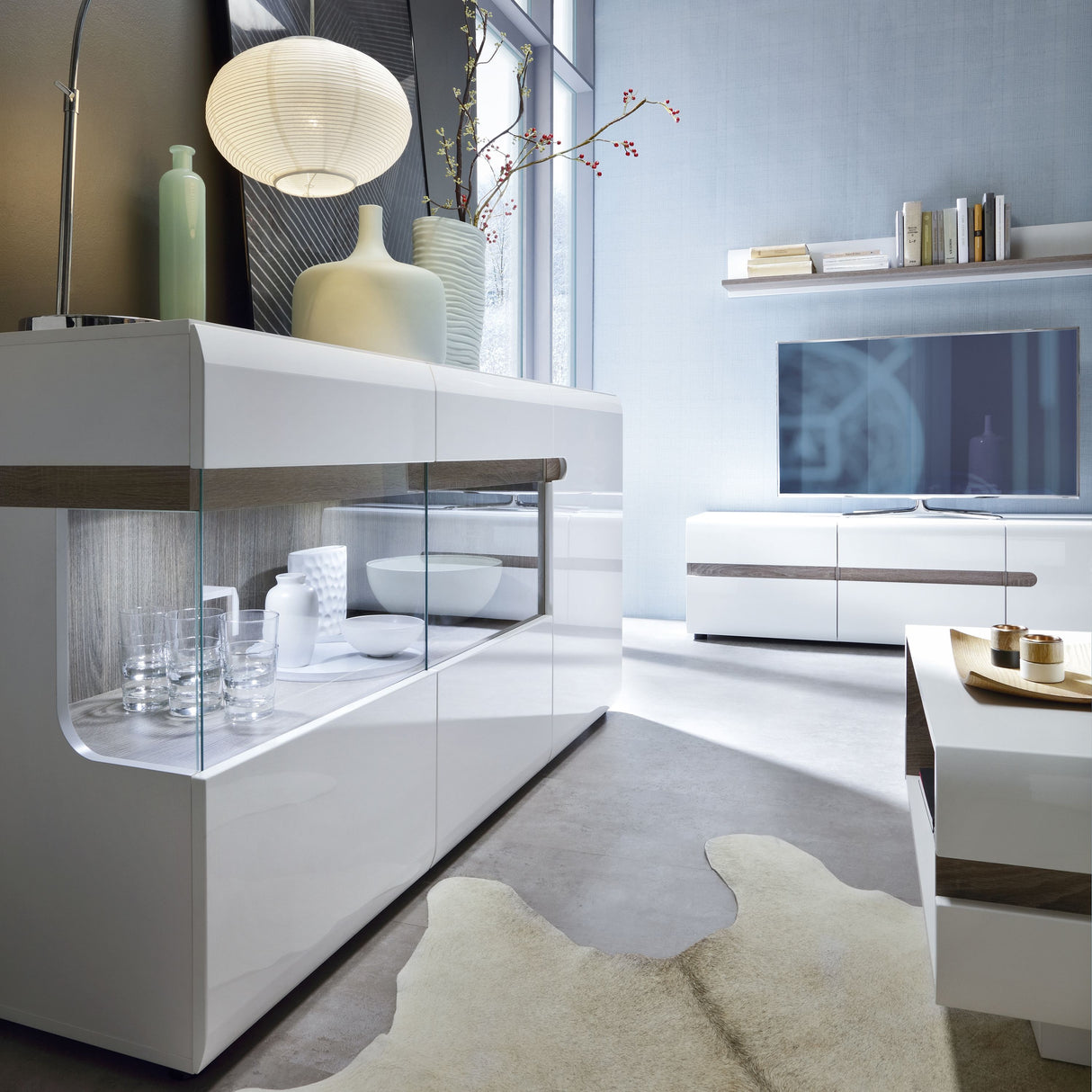 High Gloss Wall Shelf 150cm Wide - Chelsea