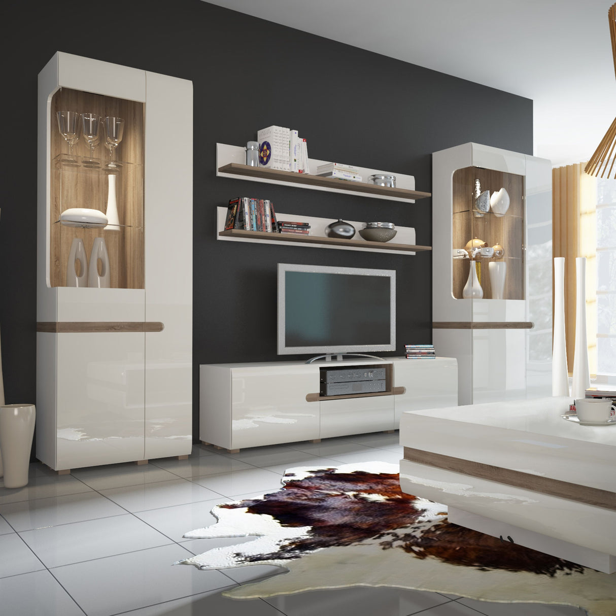 High Gloss Wall Shelf 150cm Wide - Chelsea