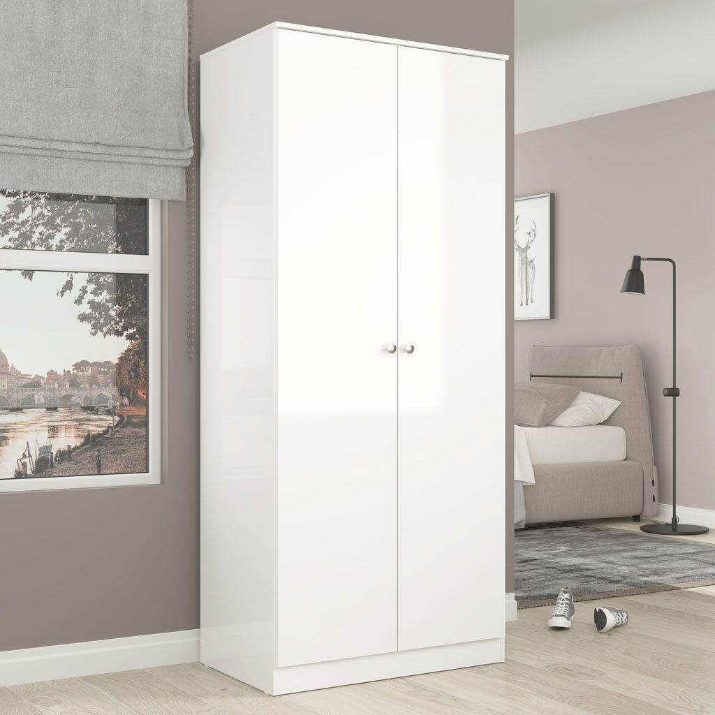High Gloss Wardrobe With 2 Doors - Denver