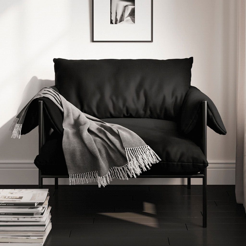 House Weave Fabric Accent Chair With Metal Fabric - Wardour