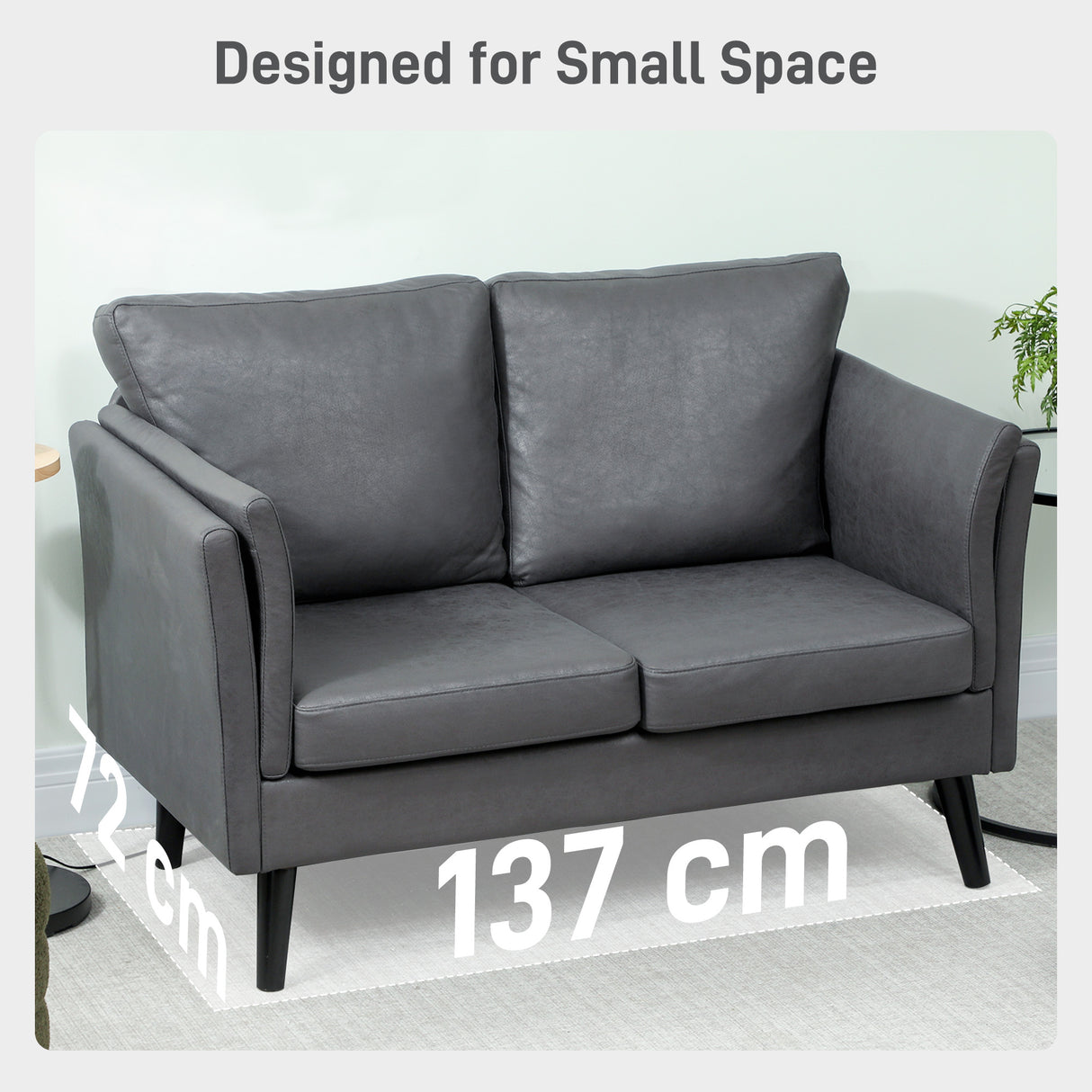 Leathaire Faux Leather 2 Seater Sofa 137cm Wide With Wooden Legs - Velmora