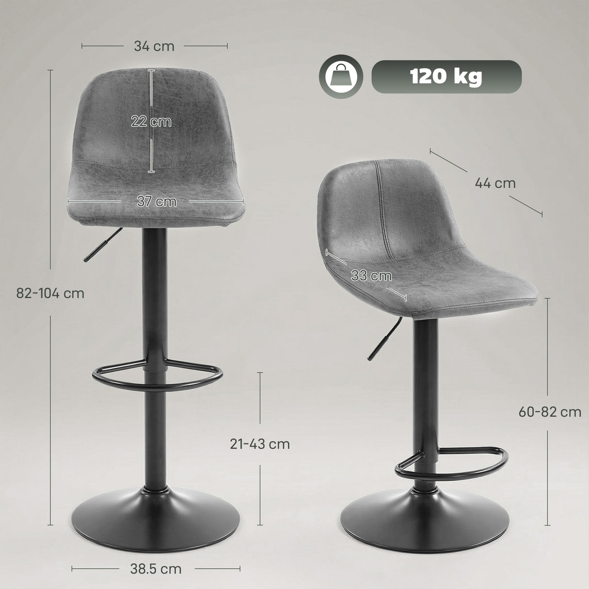 Leathaire Faux Leather Bar Stools in Set Of 2 With Footrest - Velmora