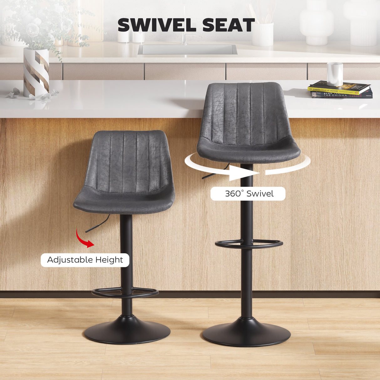 Leathaire Faux Leather Breakfast Bar Stools in Set Of 2 - Velmora