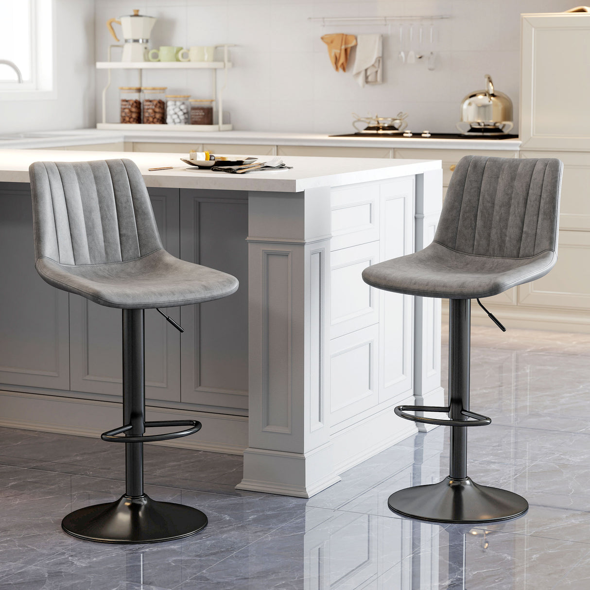 Leathaire Faux Leather Breakfast Bar Stools in Set Of 2 - Velmora