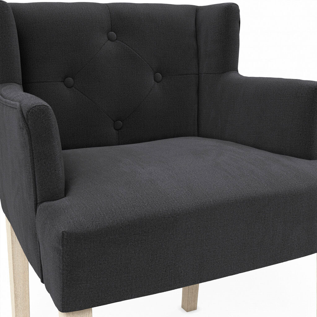 Linen Blend Fabric Dining Chair With Arms - Shay