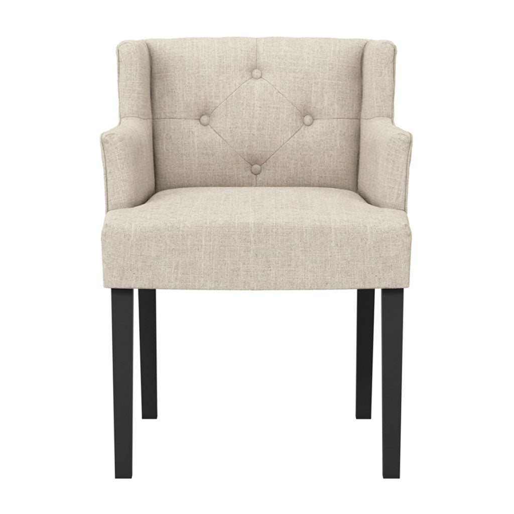 Linen Blend Fabric Dining Chair With Arms - Shay