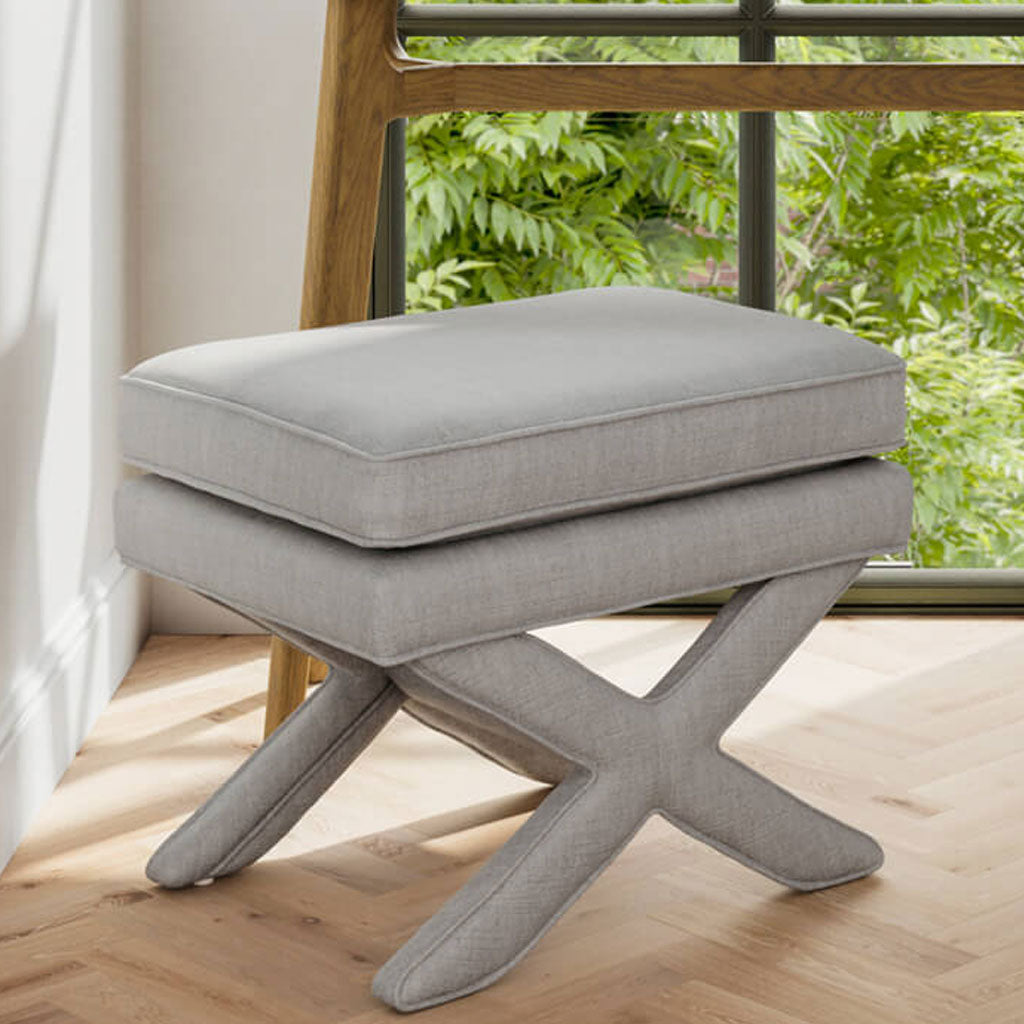Linen Blend Fabric Stool - Rhode