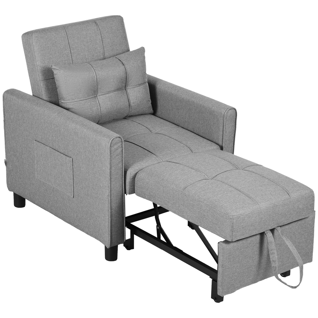 Linen Fabric 1 Seater Sofa Bed 69cm Wide With 1 Pillow - Velmora