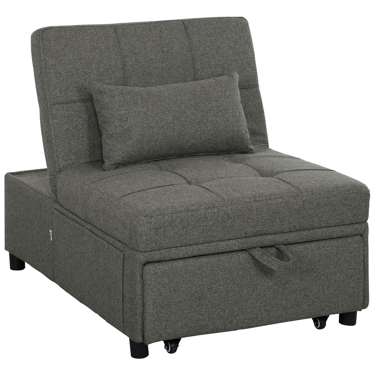 Linen Fabric 1 Seater Sofa Bed 72cm Wide With 1 Pillow - Velmora