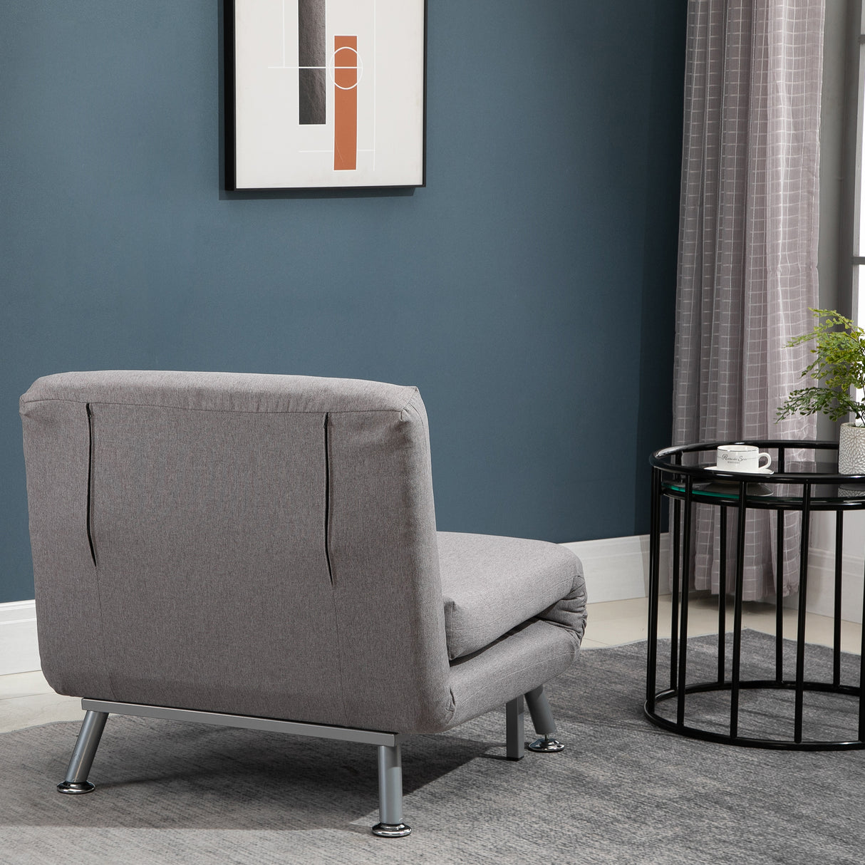 Linen Fabric 1 Seater Sofa Bed 75cm Wide With 1 Pillow - Velmora