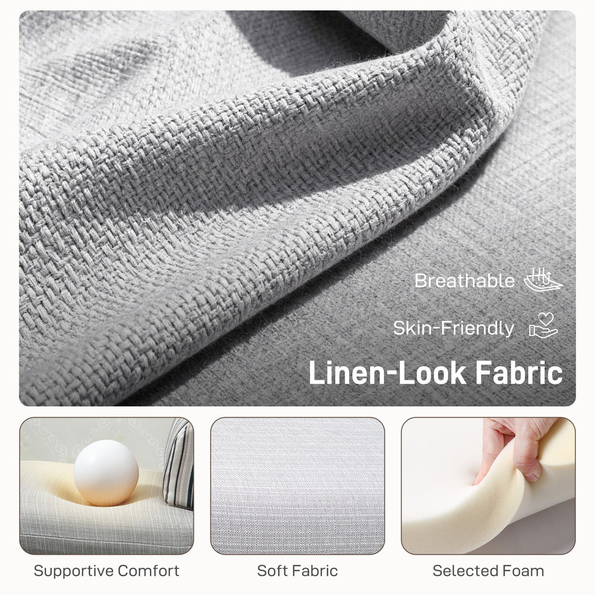 Linen Fabric 1 Seater Sofa Bed 75cm Wide With 1 Pillow - Velmora