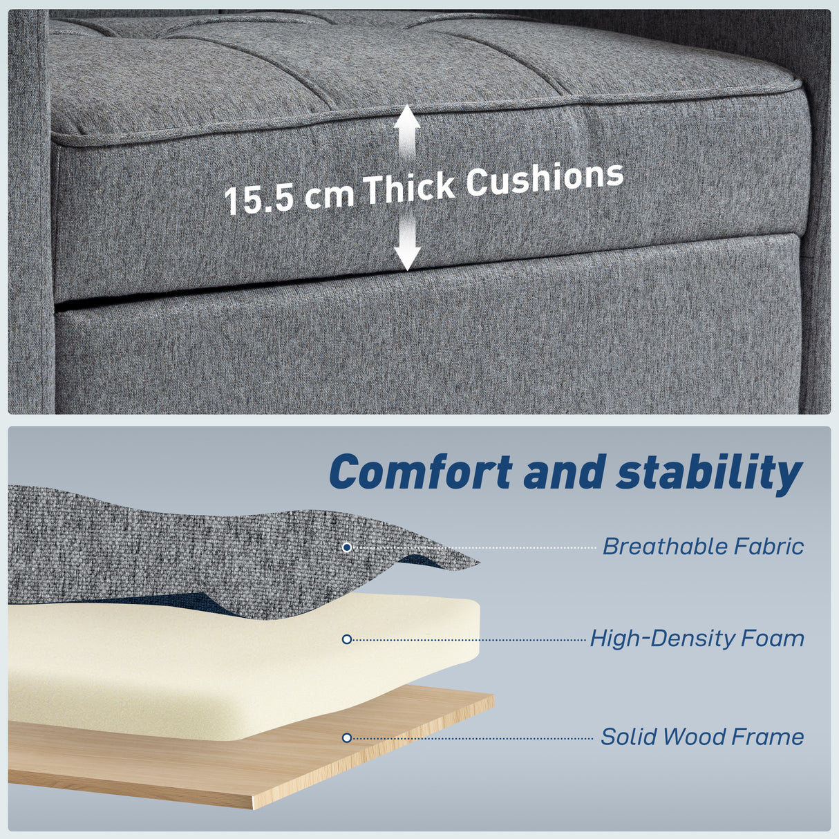 Linen Fabric 1 Seater Sofa Bed 95cm Wide With 1 Pillow - Velmora