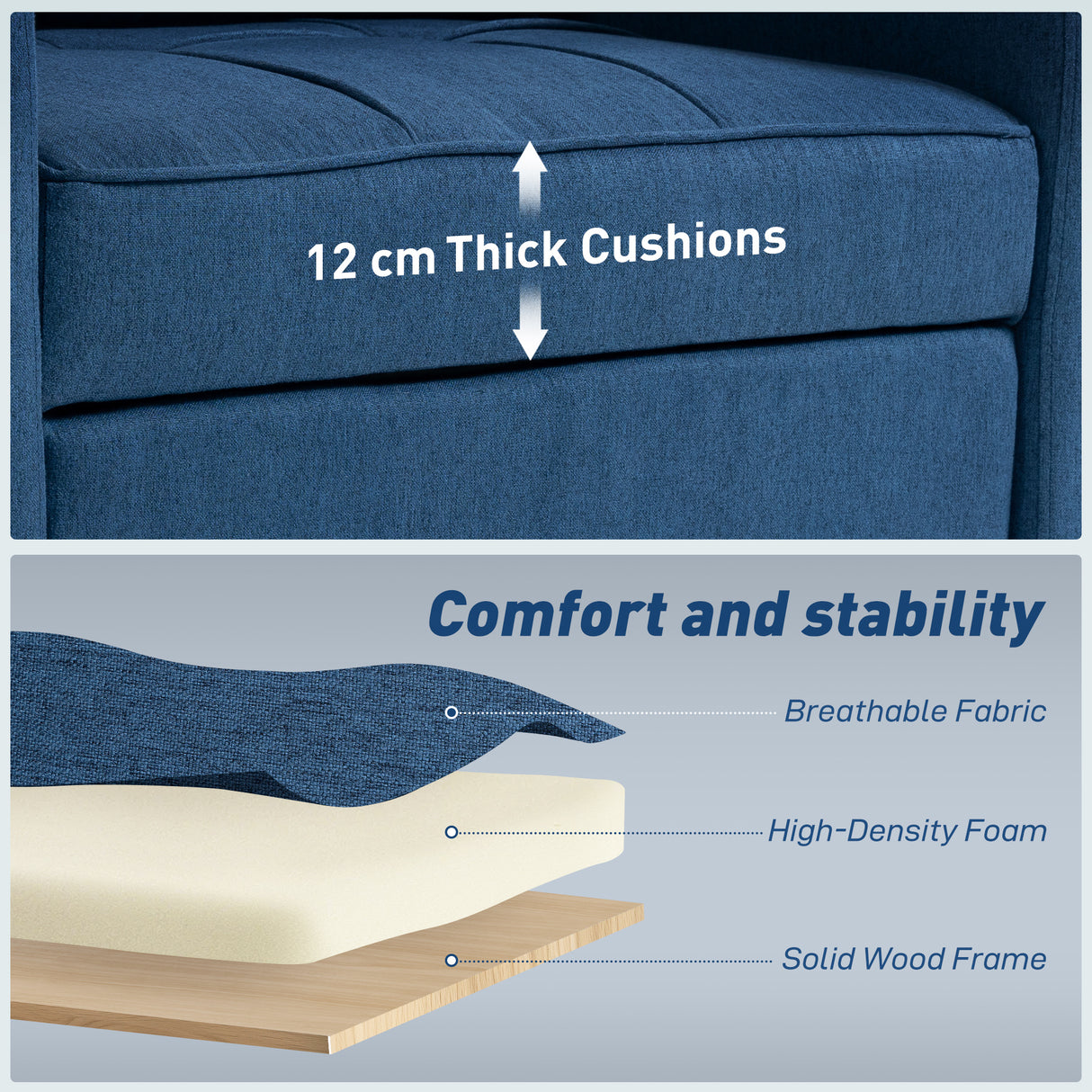 Linen Fabric 1 Seater Sofa Bed 95cm Wide With 1 Pillow - Velmora