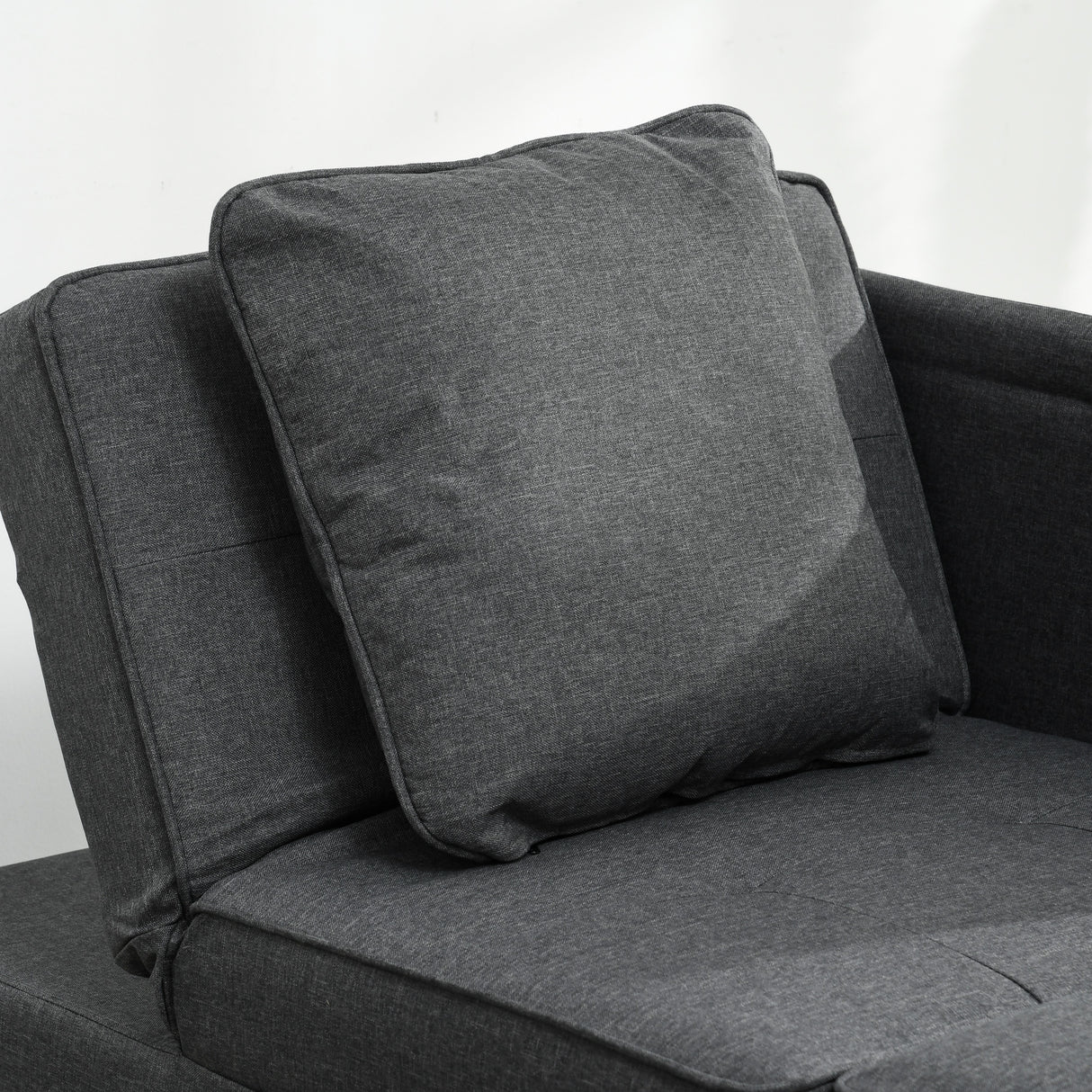Linen Fabric 1 Seater Sofa Bed 98cm Wide With 2 Pillows - Velmora