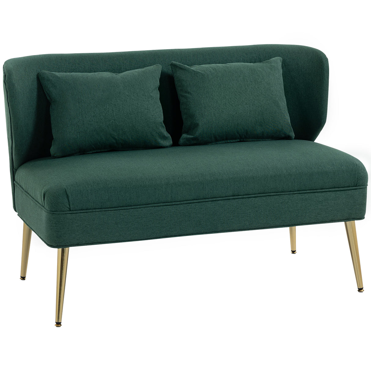 Linen Fabric 2 Seater Sofa 117cm Wide With Metal Legs - Velmora