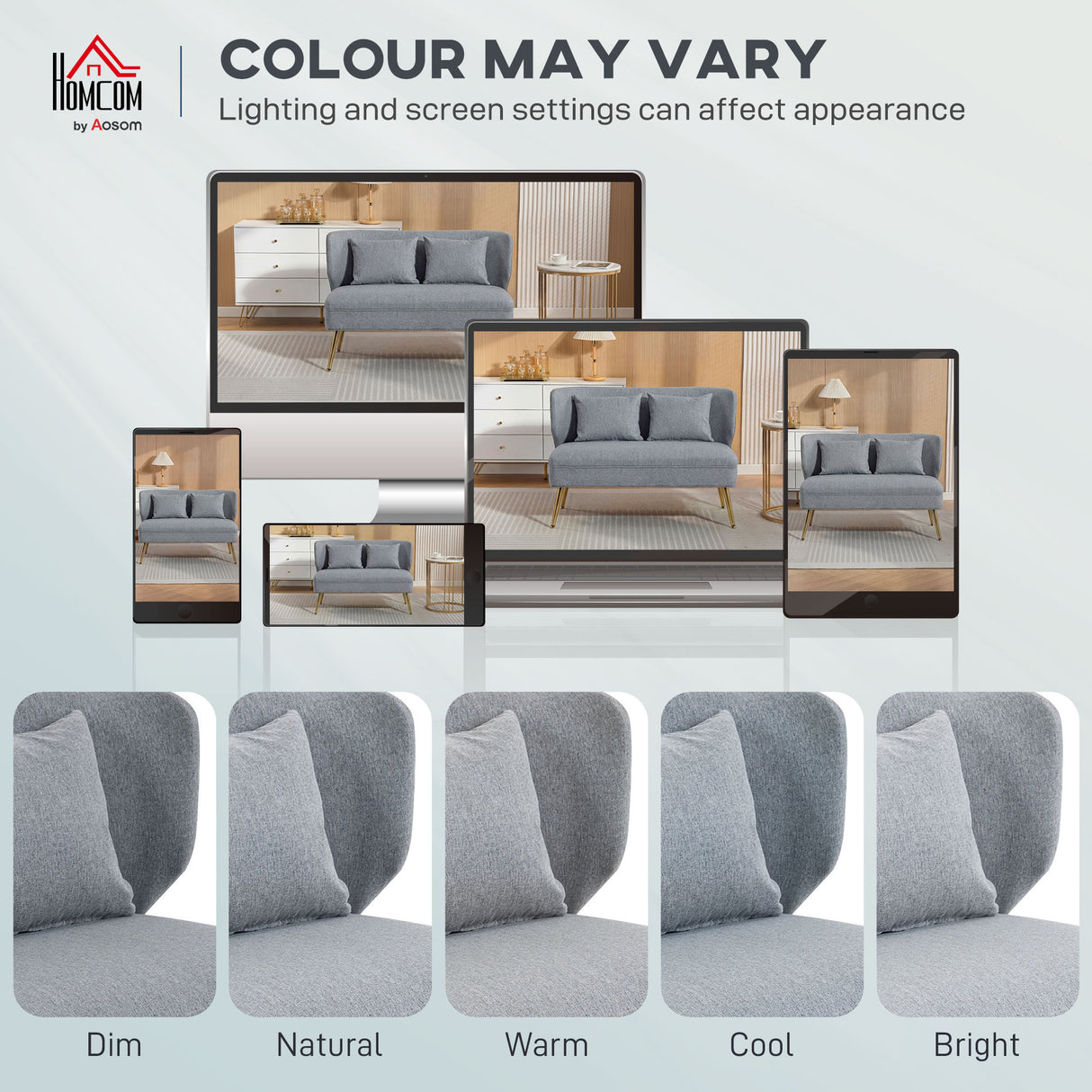 Linen Fabric 2 Seater Sofa 117cm Wide With Metal Legs - Velmora
