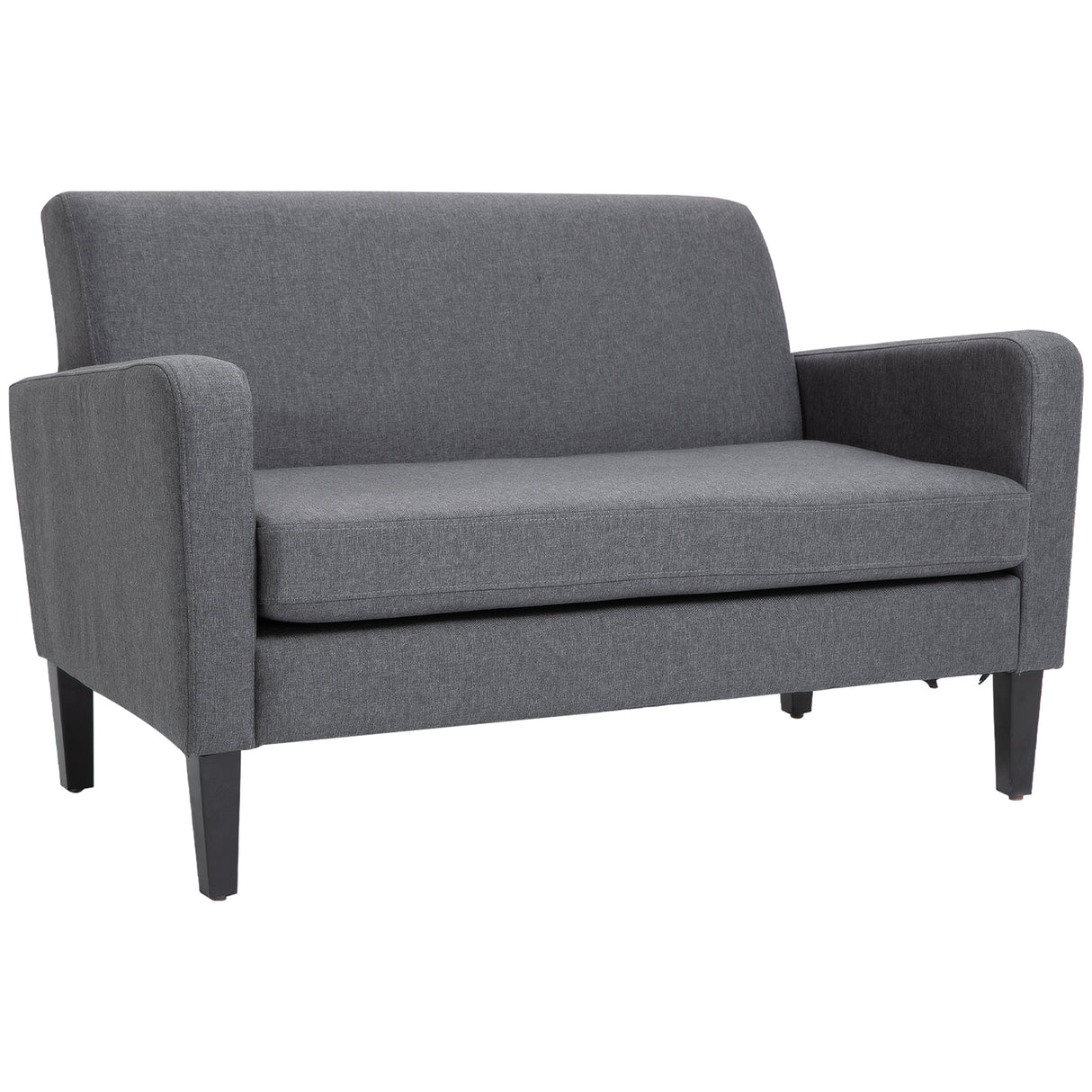 Linen Fabric 2 Seater Sofa 122cm Wide With Wooden Legs - Velmora