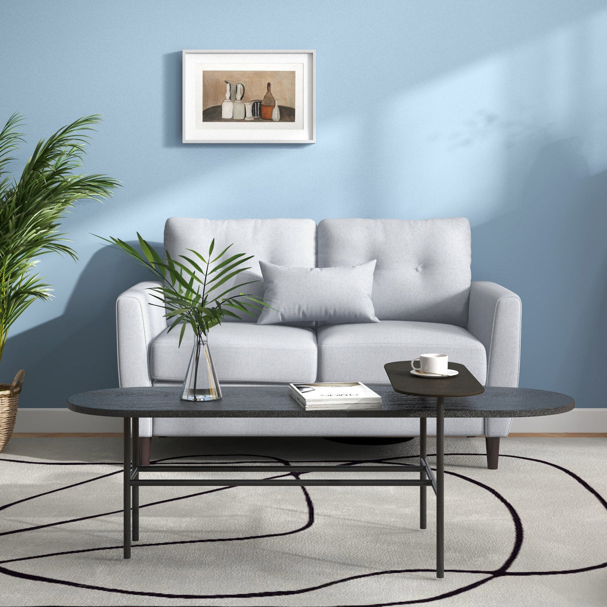 Linen Fabric 2 Seater Sofa 140cm Wide With Wooden Legs - Velmora