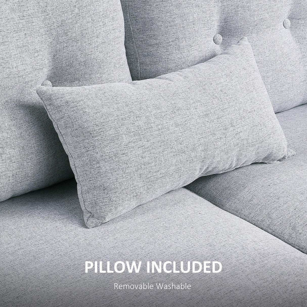 Linen Fabric 2 Seater Sofa 140cm Wide With Wooden Legs - Velmora