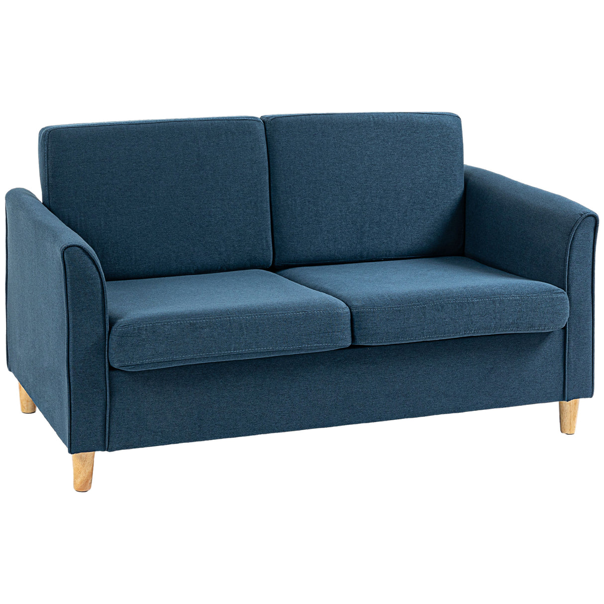 Linen Fabric 2 Seater Sofa 141cm Wide With Wooden Legs - Velmora