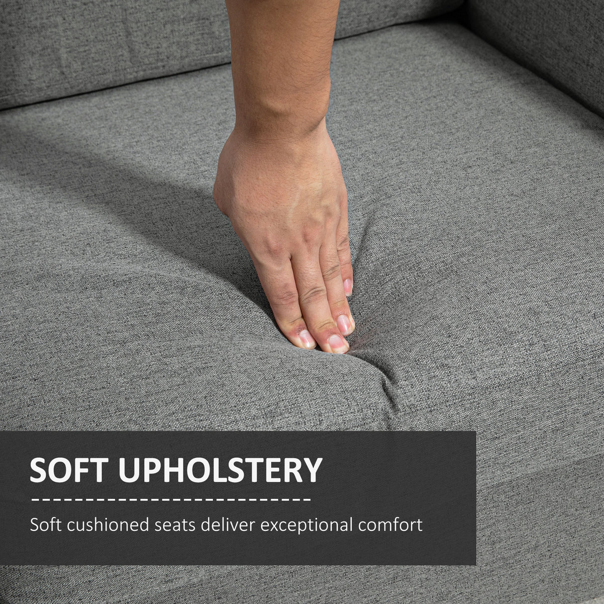 Linen Fabric 2 Seater Sofa 141cm Wide With Wooden Legs - Velmora