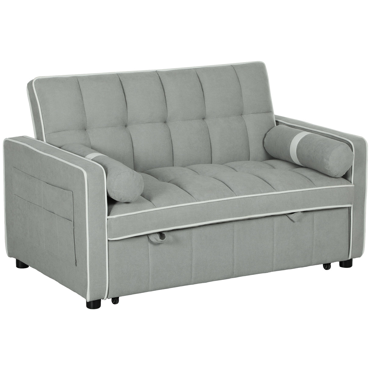 Linen Fabric 2 Seater Sofa Bed 138.5cm Wide With 2 Pillows - Velmora