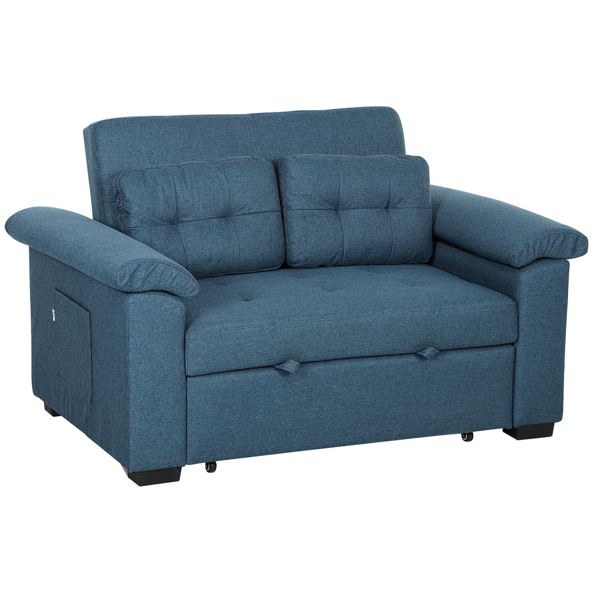 Linen Fabric 2 Seater Sofa Bed 140cm Wide With 2 Pillows - Velmora