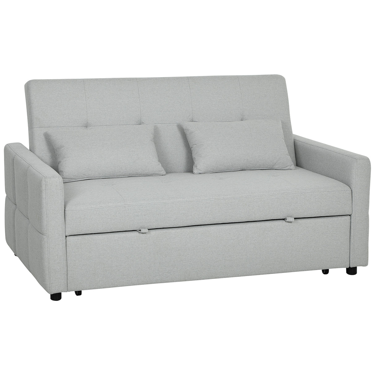 Linen Fabric 2 Seater Sofa Bed 158cm Wide With 2 Pillows - Velmora