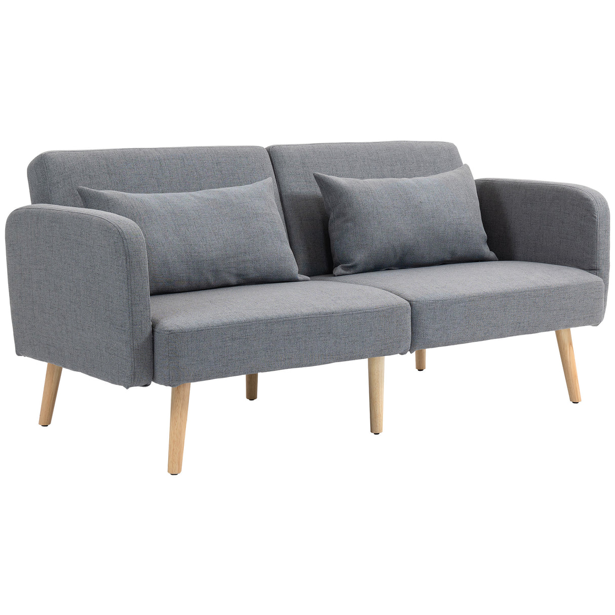 Linen Fabric 2 Seater Sofa Bed 170cm Wide With 2 Pillows - Velmora