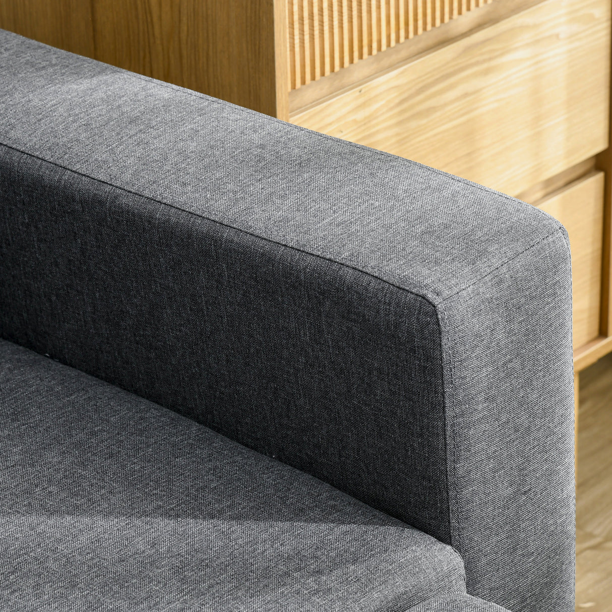 Linen Fabric 2 Seater Sofa Bed 229cm Wide With Storage And 2 Pillows - Velmora