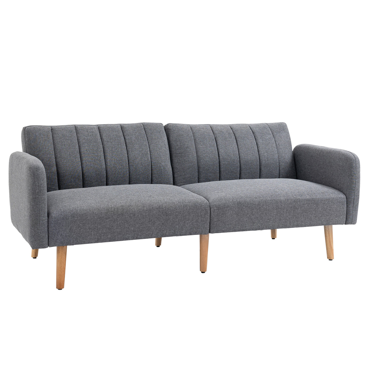Linen Fabric 3 Seater Sofa Bed 173cm Wide With Wooden Legs - Velmora