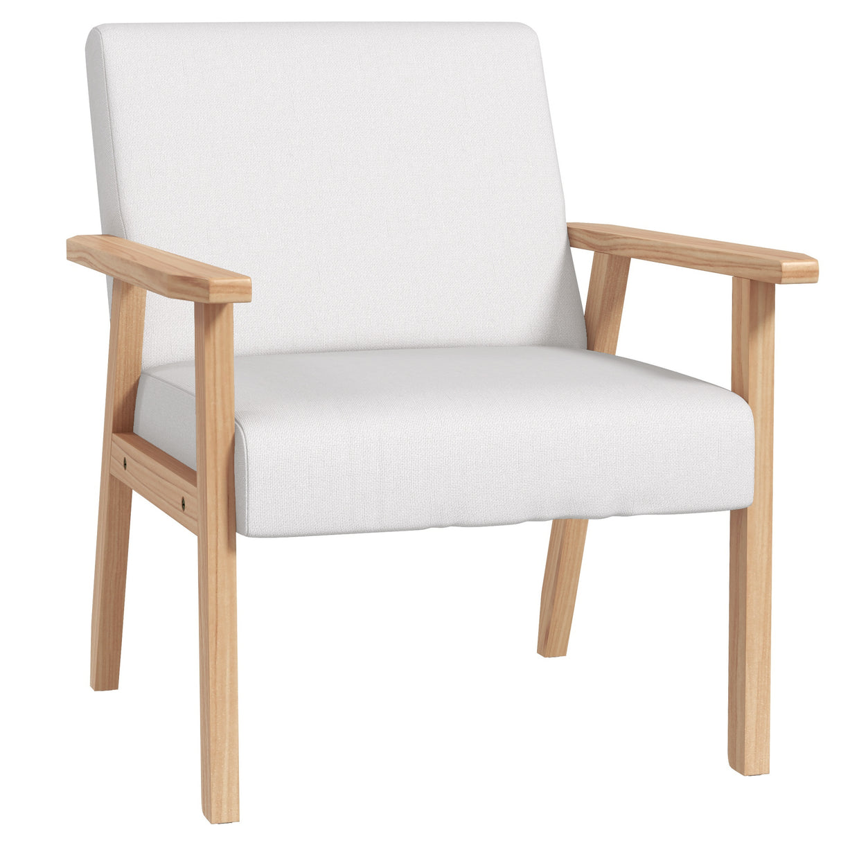 Linen Fabric Accent Chair 64cm Wide With Wooden Frame - Velmora