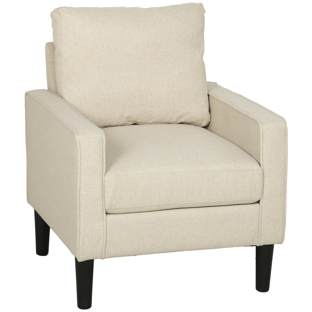 Linen Fabric Accent Chair 68cm Wide With Cushion - Velmora