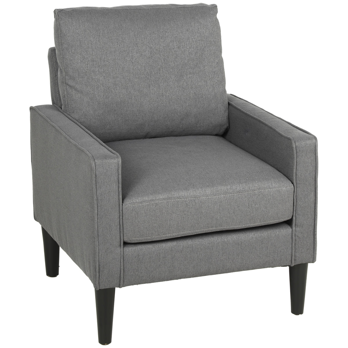 Linen Fabric Accent Chair 68cm Wide With Cushion - Velmora
