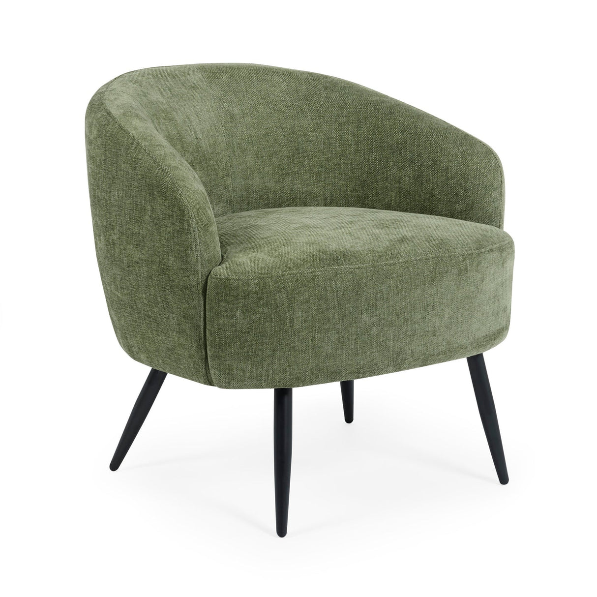 Linen Fabric Accent Chair With Black Metal Legs - Dahlia
