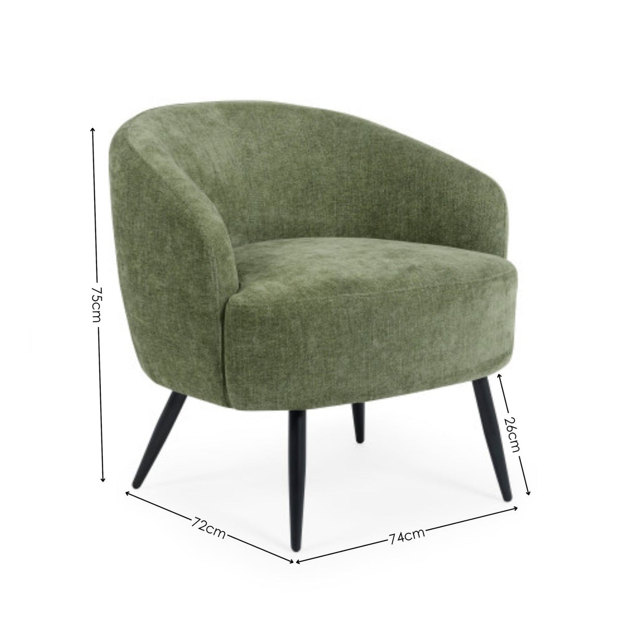 Linen Fabric Accent Chair With Black Metal Legs - Dahlia