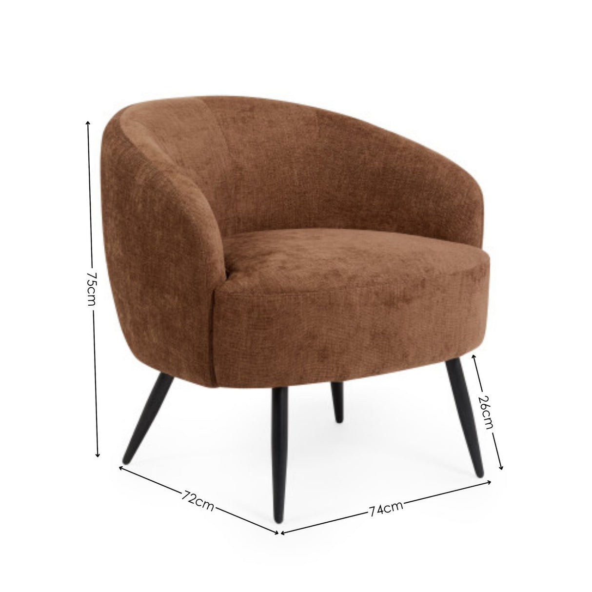 Linen Fabric Accent Chair With Black Metal Legs - Dahlia