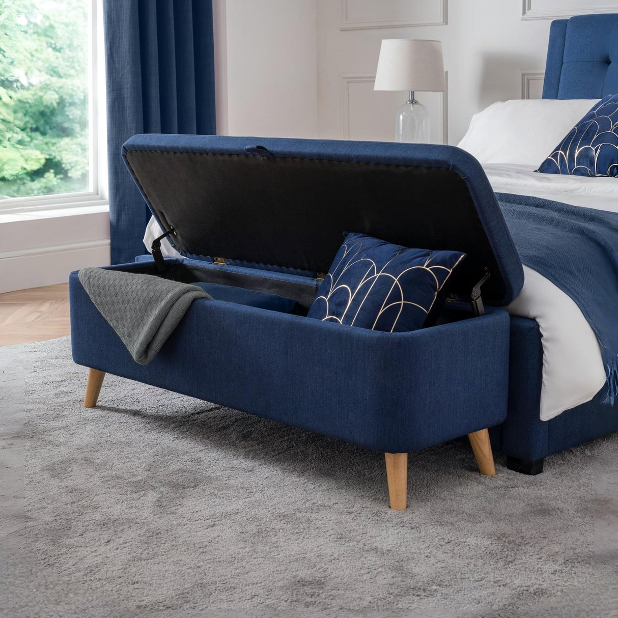 Linen Fabric Blanket Box With Storage - Astrid