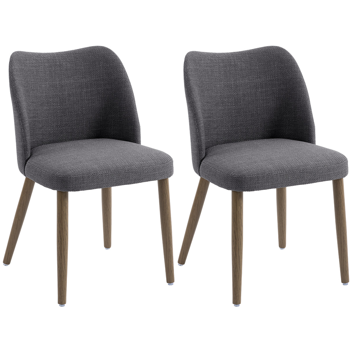 Linen Fabric Dining Chairs in Set Of 2 With Rubberwood Legs - Velmora