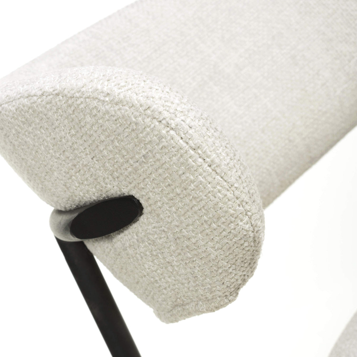 Linen Fabric Dining Chairs in Set Of 2 With Black Metal Frame - Marisa