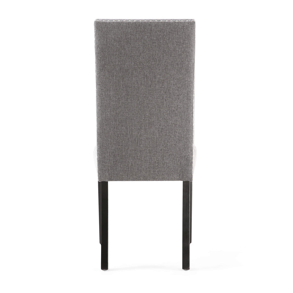 Linen Fabric Dining Chairs in Set Of 2 With Stud Details And Black Legs - Randall