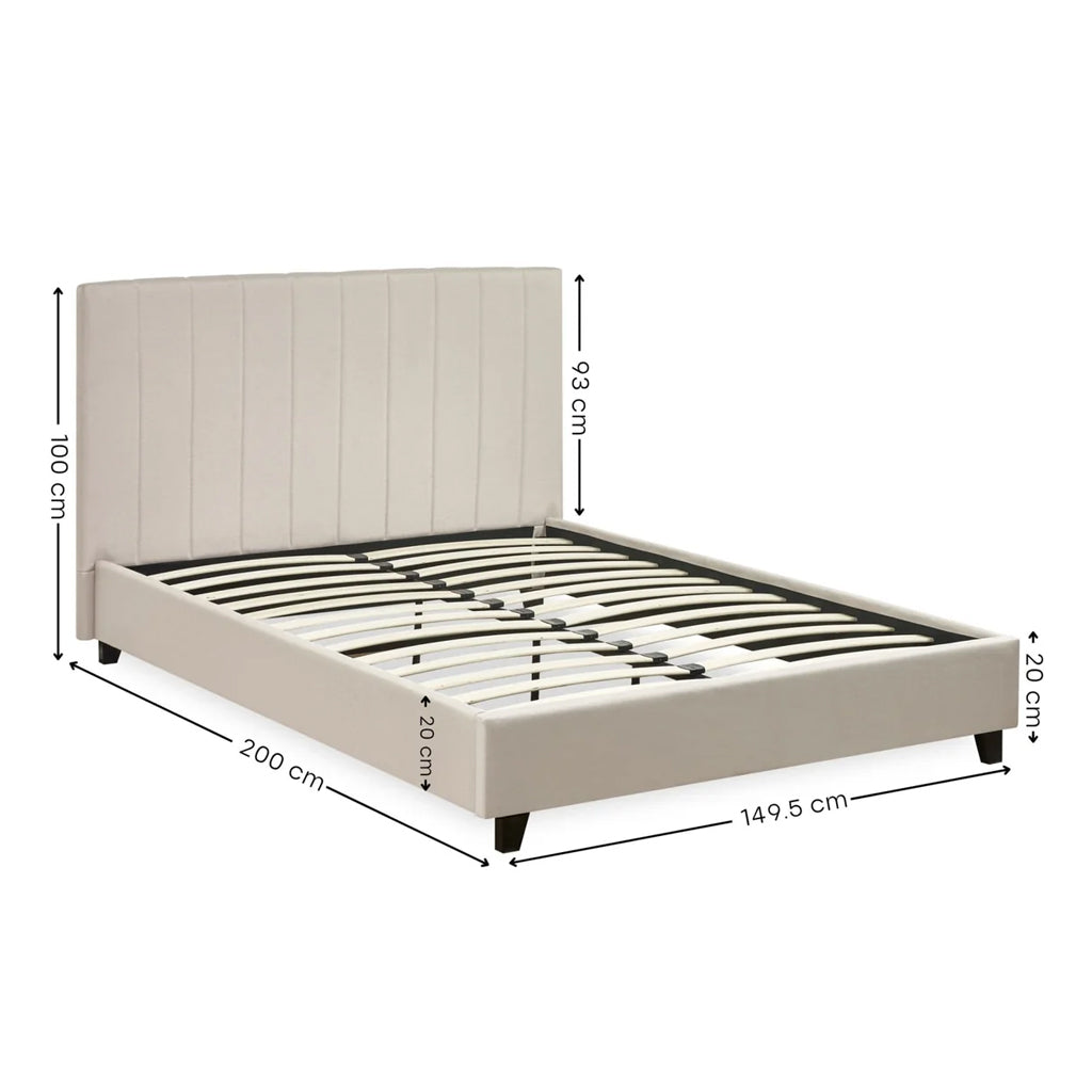 Linen Fabric Double Bed - Aylen