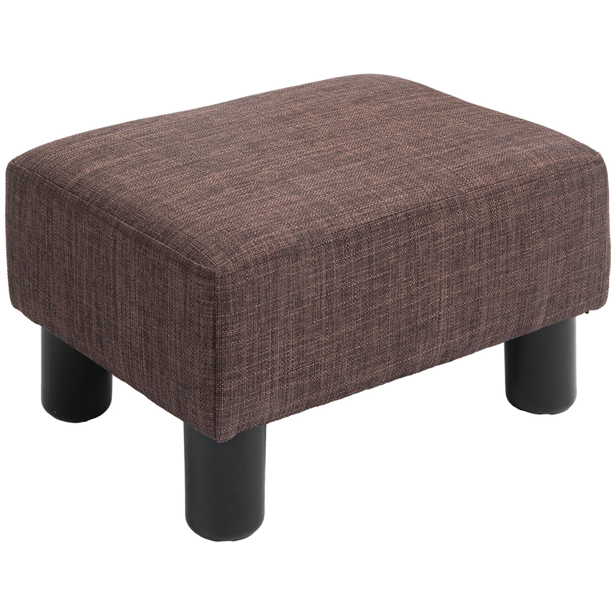 Linen Fabric Footstool 40cm Wide With Plastic Legs - Velmora