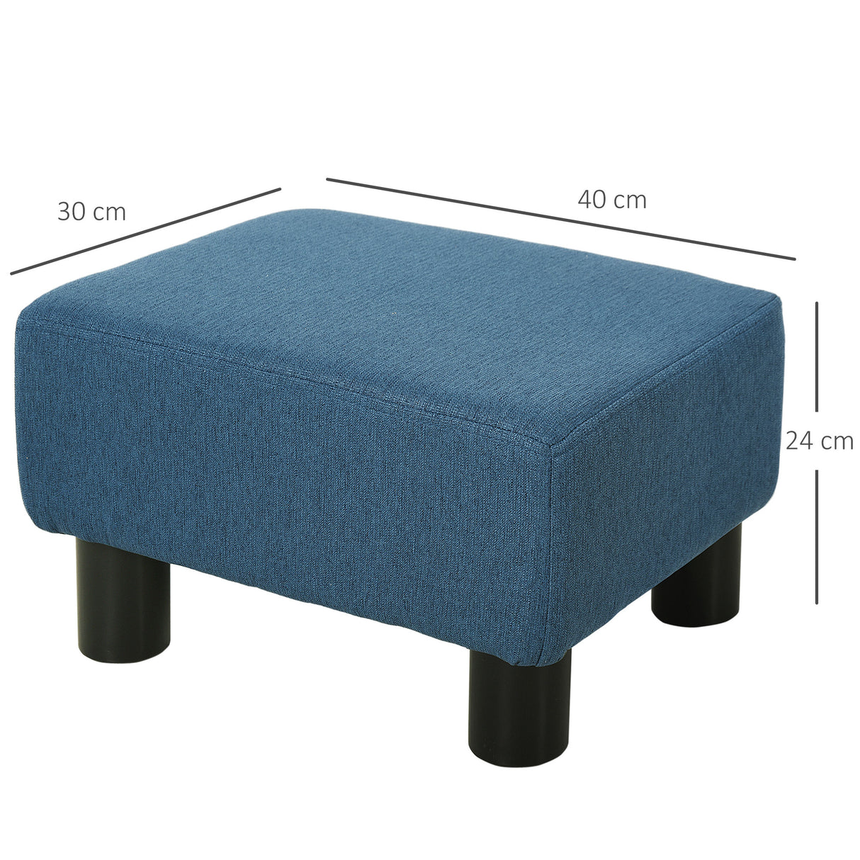 Linen Fabric Footstool 40cm Wide With Plastic Legs - Velmora