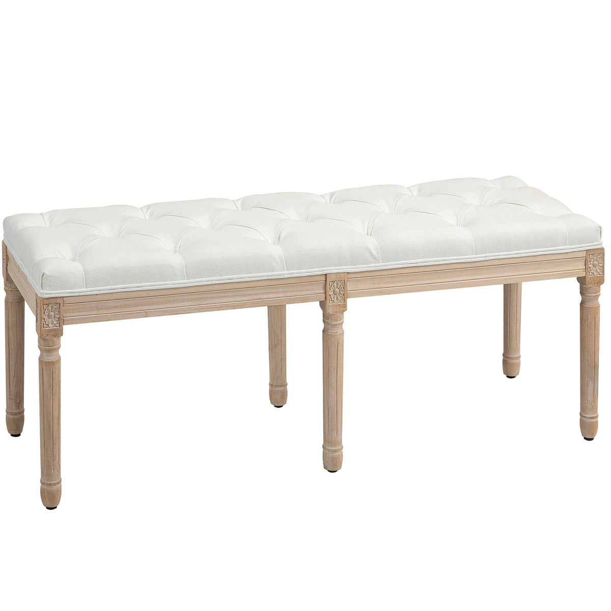 Linen Fabric Hallway Seating Bench 117cm Wide With Wooden Frame - Velmora